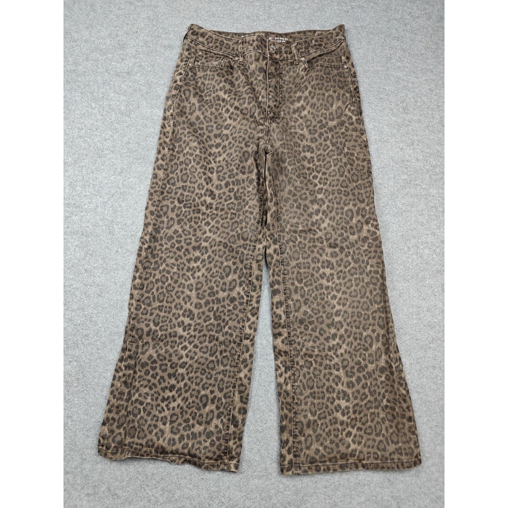 Torrid High Rise Wide Leg Jeans Womens 10R Brown Leopard Animal Print Denim